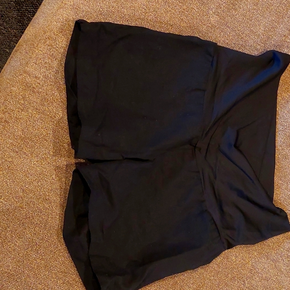 Black Fabric Maternity Shorts